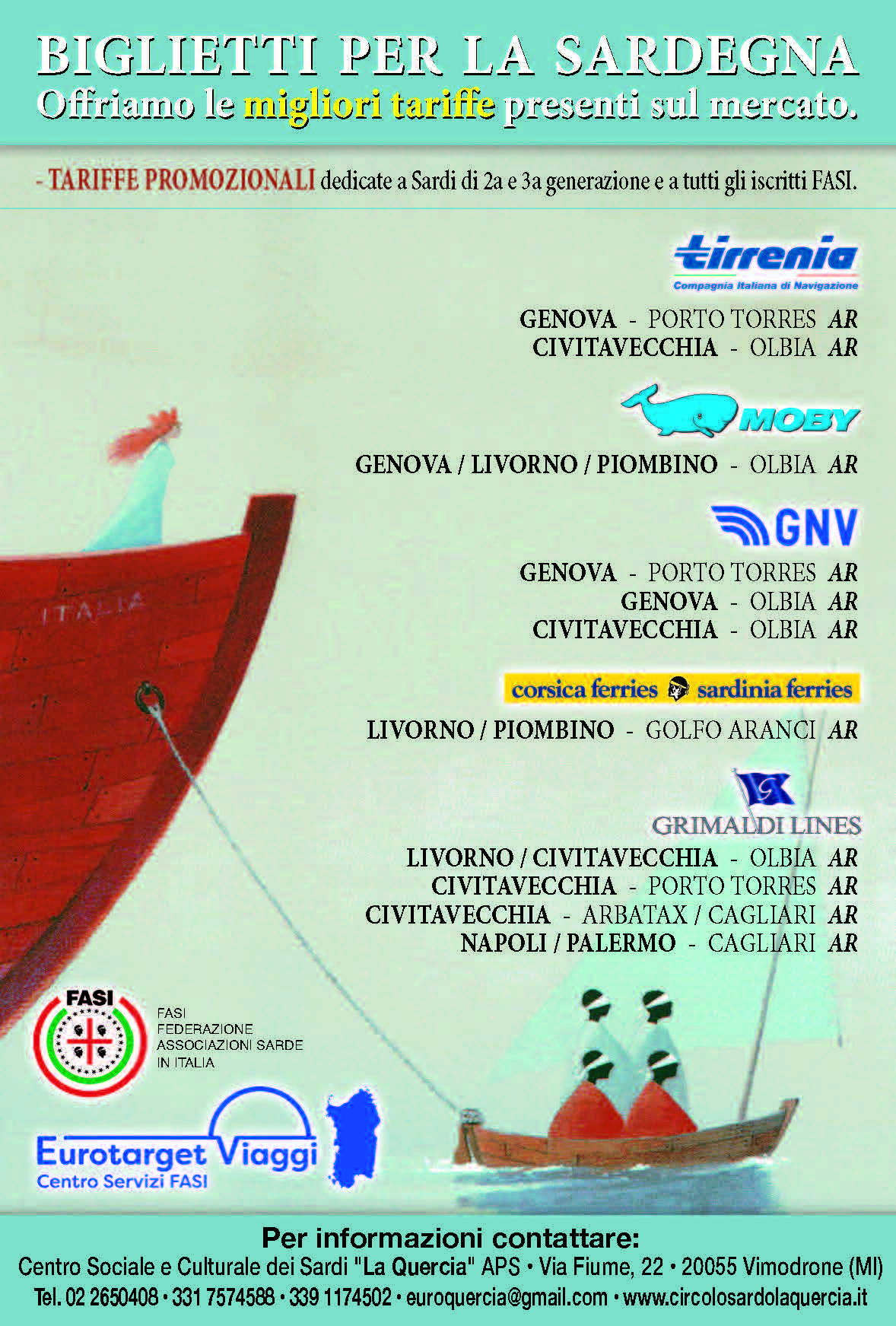 Servizio prenotazioni per la Sardegna